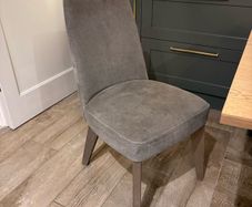 grey fabric dining chairs