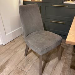 grey fabric dining chairs