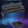 Gaming Desk with Adjustable Monitor Stand, Computer Office Desk with 2 Storage Drawers, Gaming Table with Headphone Hook, Carbon Fibre Surface, for Gamers, Workers and Students, Black, 80cm Image 2