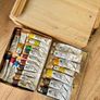 Oil paint color, brushes, frame, wooden box Image 3