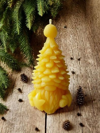 Beeswax Gnome candle | Gnome with Christmas tree hat | Non-toxic & Eco-Friendly | Natural Eco-Friendly Holiday Decor | Rustic Winter Gift