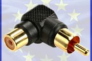 New 90 Degree Angle RCA Male RCA Female Adapter Right Phono Socket Plug #193