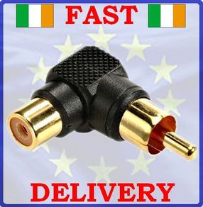 New 90 Degree Angle RCA Male RCA Female Adapter Right Phono Socket Plug #193