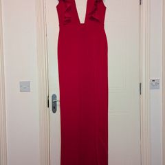 Gorgeous red high slit maxi dress from Boohoo