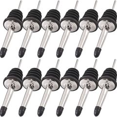 Stainless Steel Pourers, 12 Pack Classic Bottle Pourers Tapered Spout with Rubber Dust Caps, Suitable for Pours Liquor, Vinegar, Syrup or Olive Oils(12 Bottle Pourers+12 Dust Covers)