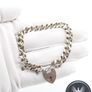 Signed Chunky Curb Chain Heart Padlock 925 Silver Bracelet Image 7