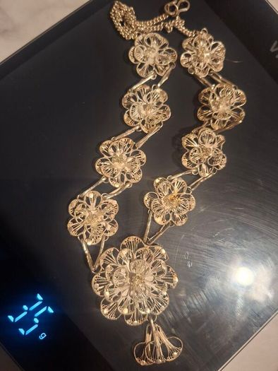 Long silver necklace