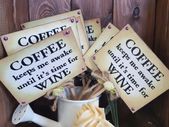 Handmade Mini Sign Post COFFEE and WINE