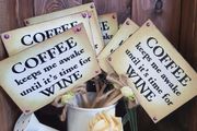 Handmade Mini Sign Post COFFEE and WINE