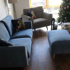 2 and 3 seater couch with footstool