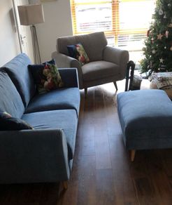 2 and 3 seater couch with footstool