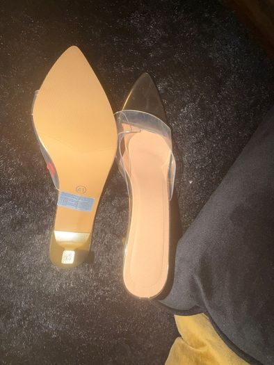 Gold & Clear Pointed Toe Heels Size 41 (Fits 40,40.5)