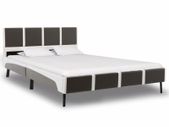 Bed Frame Grey and White Faux Leather 135x190 cm
