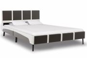 Bed Frame Grey and White Faux Leather 135x190 cm