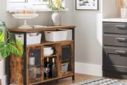 Sideboard Kitchen Cabinet Storage with 2 Clear Glass Doors