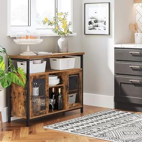 Sideboard Kitchen Cabinet Storage with 2 Clear Glass Doors