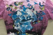 Mens embroidered pink T-shirt  size slim fit large