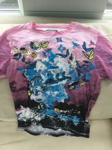Mens embroidered pink T-shirt  size slim fit large
