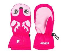 Nevica pink reindeer girls ski gloves Age 2-3 EUC