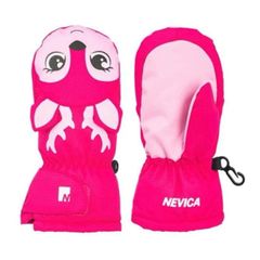 Nevica pink reindeer girls ski gloves Age 2-3 EUC