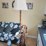 Vintage Mahogany Spinning Wheel Floor Lamp Image 3