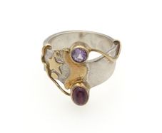 Vintage 925 Sterling Silver Garnet & Amethyst Ring