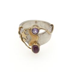 Vintage 925 Sterling Silver Garnet & Amethyst Ring