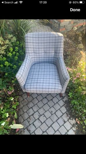 grey armchair