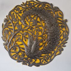 Large cut-metal peacock wall plaque
