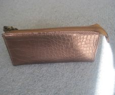 Gold/Bronze Cosmetics Bag with Wrist Strap.