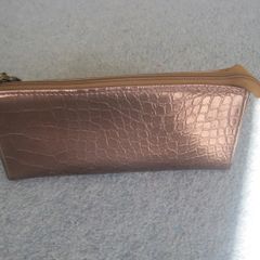 Gold/Bronze Cosmetics Bag with Wrist Strap.
