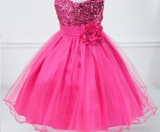 New Girls Sequinned Dress Flower Sash Sleeveless Formal Party Wedding Bridesmaid Sz 5-6yrs