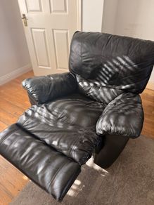 Black Leather Recliner Armchair