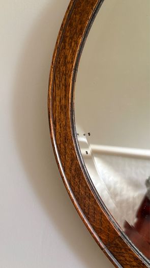 Vintage Oak Oval Mirror