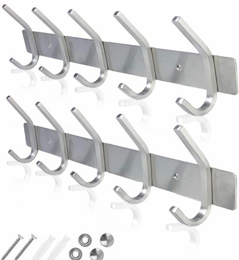 Coat Racks for Wall -Stainless Steel Coat Hooks (2 Pack) - Heavy Duty Coat Hooks Wall Mounted
