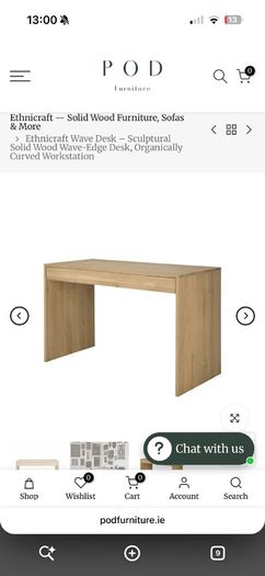 Ethnicraft solid oak desk and stool