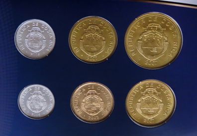 Costa Rica BUNC certificated coins set