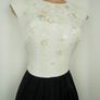 Karen Millen Black White Full Skirted Flower Applique Jacquard Dress Image 2