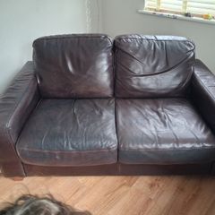 Brown leather couch