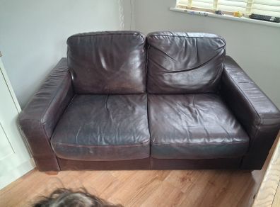Brown leather couch