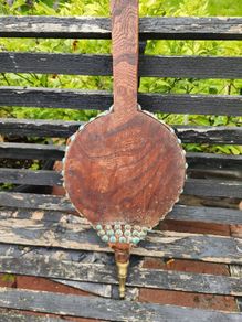 Victorian timber brass and leather bellows