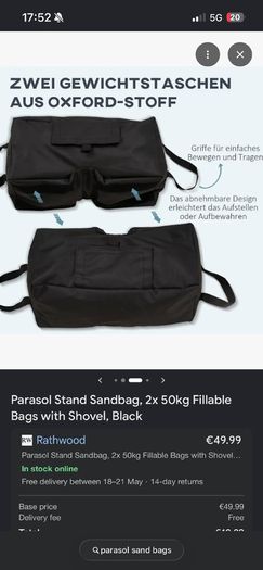 Sand bags for parasol / Gazebo