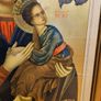Our Lady of Perpetual Help (also known as Our Lady of Perpetual Succour), a classic Byzantine Catholic icon depicting the Virgin Mary holding the Christ Child. Quality gold lithograph framed in large guilded frame. 20 1/2" Heigh x 16 1/2" wide. Image 9