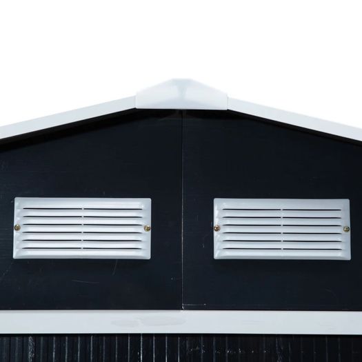 9 x 6FT Metal Shed Roofed Garden Shed Outdoor Storage Shed with Foundation Ventilation & Doors, Dark Grey (FREE POSTAGE)