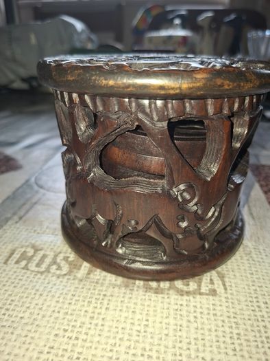 Beautiful Rare Full Set of African Hand Carved Wooden Place Mats with an Amazing Original Holder Postage Available,