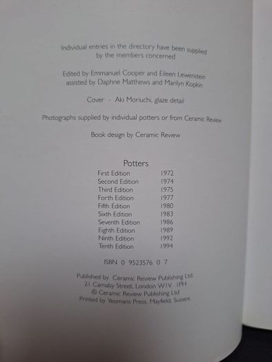 SALE!  POTTERS - An illustrated directory of the work of Fellows and Professional Members of the Craft Potters Association of Great Britain - 10th edition