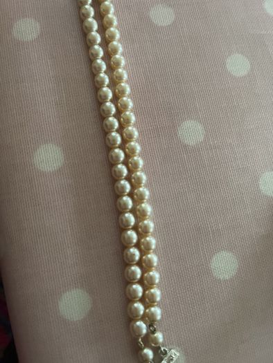 Double strand Faux pearls with Diamond clasp
