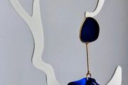 Royal Blue &amp; Gold Strand Petal Tassel Earrings
