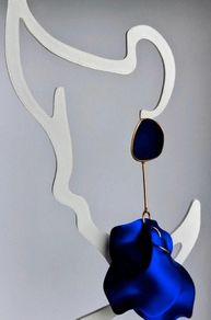 Royal Blue & Gold Strand Petal Tassel Earrings