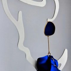 Royal Blue & Gold Strand Petal Tassel Earrings
